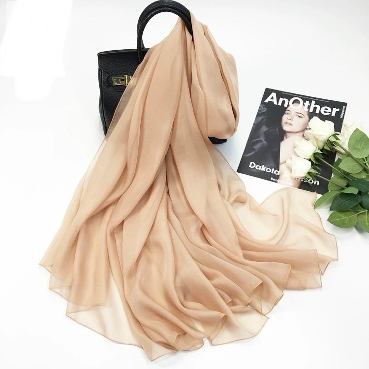 all-matching wholesale classic solid color fashion elegant graceful women‘s silk scarf silk long scarf scarf shawl super beautiful