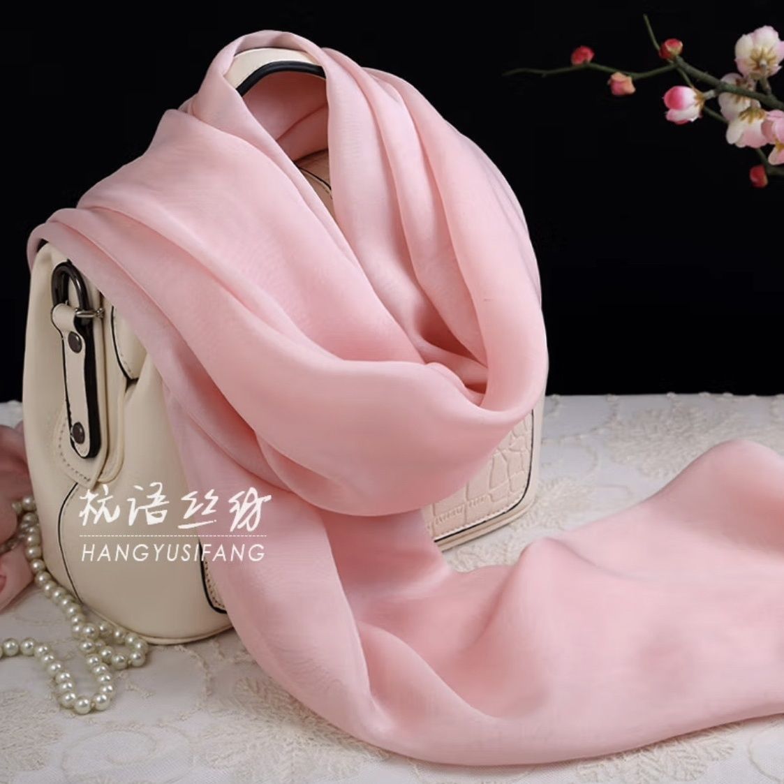 popular pure color silk scarf women‘s silkworm silk scarf shawl long thin scarf spring， autumn and winter plain single