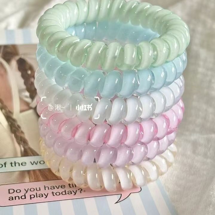 girls‘ summer phone line hair ring ~ jelly color macaron color hair band couple versatile hair band