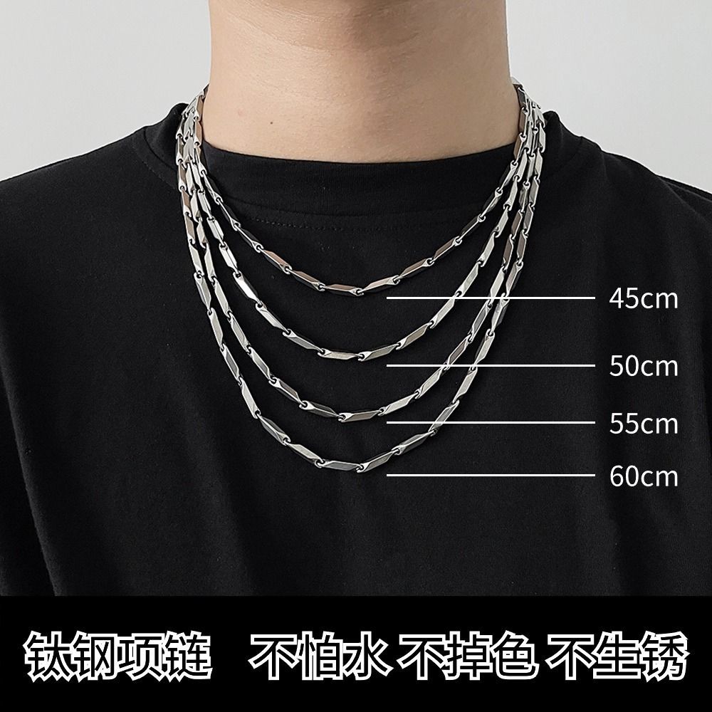 new trendy all-match bamboo necklace titanium steel clavicle chain men‘s necklace fashion ins niche high sense accessories