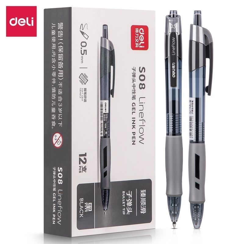 deli gel pen original s08 smooth 0.5mm gel pen bullet signature pen student high-end drop-resistant pen