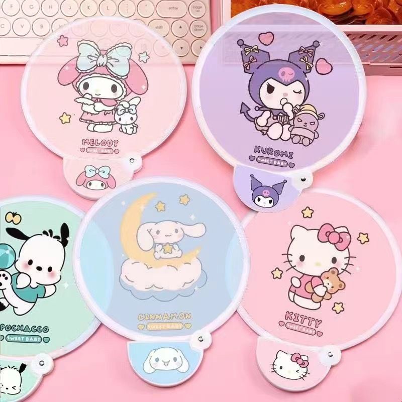 summer cute cartoon clow m folding fan circular fan portable mini student round fan children fan tear-proof