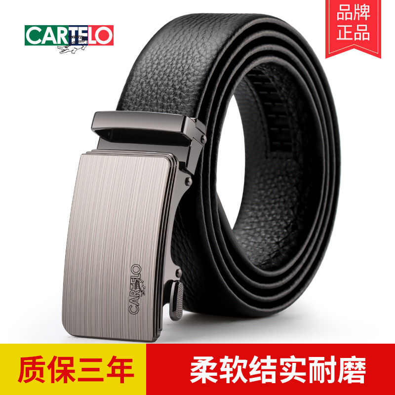 cartelo crocodile men‘s belt genuine leather 2023 new trendy automatic buckle belt men‘s genuine leather all-matching