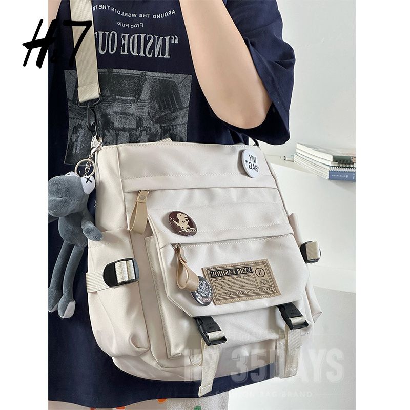 h7 japanese style workwear retro one-shoulder female college student class commuter backpack large capacity portable tuition bag messenger bag