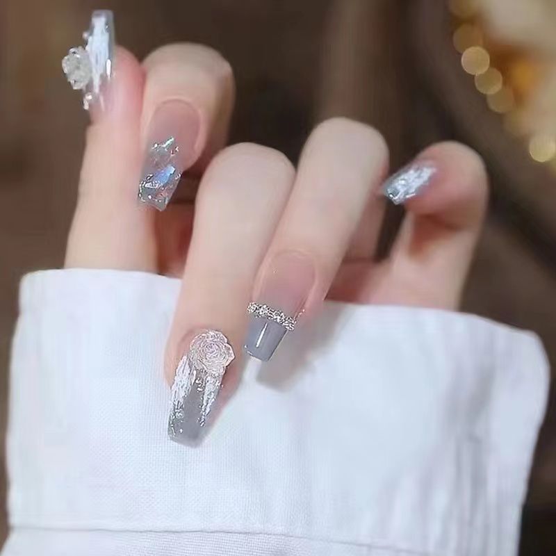 internet celebrity wear armor new popur wearable nail stiers detachable spring student white fake nails