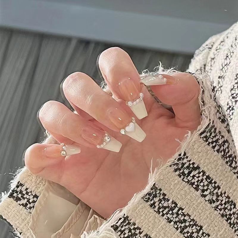 internet celebrity wear armor new popur wearable nail stiers detachable spring student white fake nails