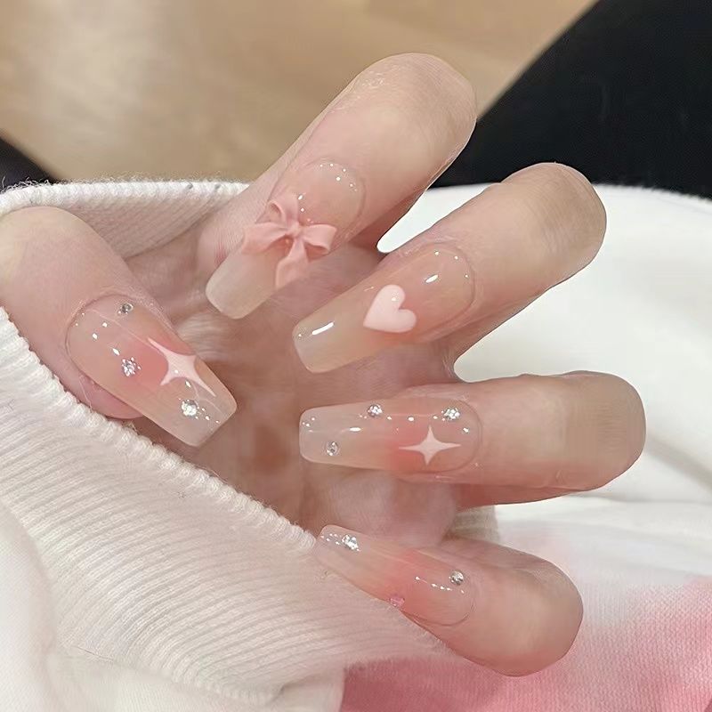 internet celebrity wear armor new popur wearable nail stiers detachable spring student white fake nails