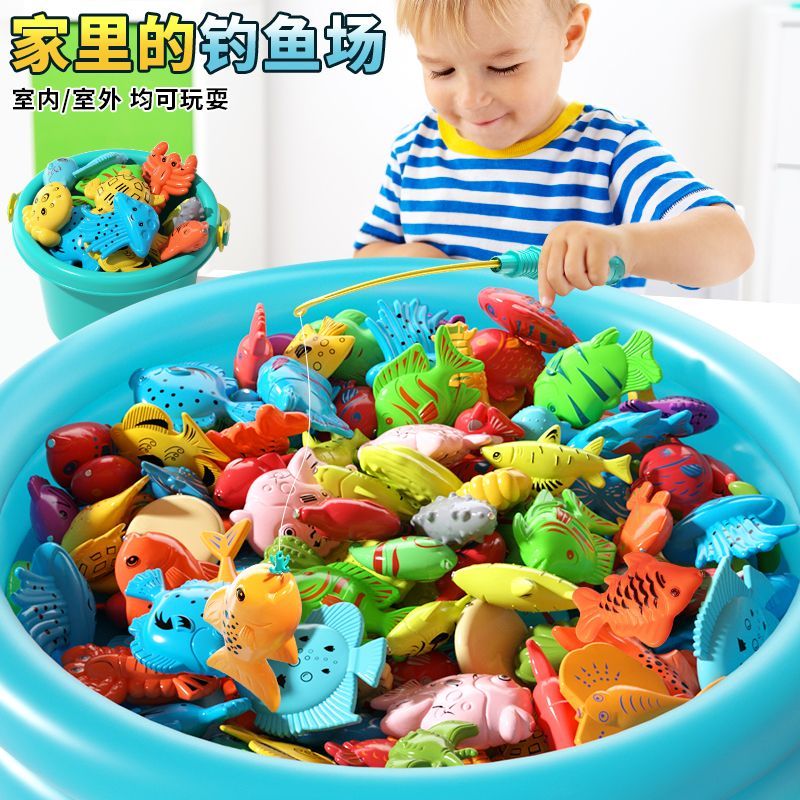 internet celebrity children‘s fishing toys paddling pool suit magnetic fishing rod fish catching play house baby early childhood education gift