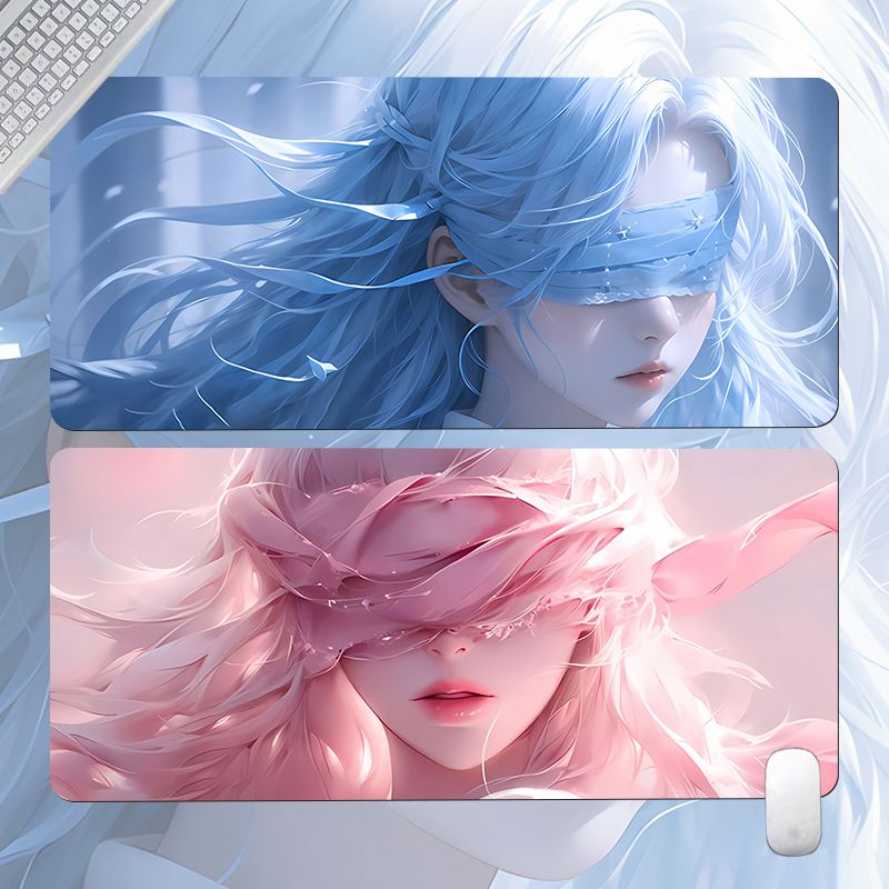 national style blindfolded girl mouse pad oversized two-dimensional animation student desk pad dormitory game keyboard pad lock edge