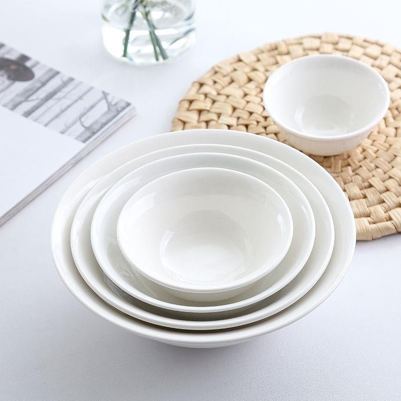 ceramic big bowl pure white dinner bowl salad bowl household soup bowl noodle bowl vermicelli bowl board noodle bowl commercial household