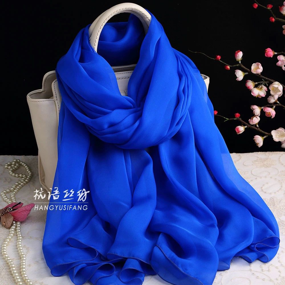 pure color silk scarf women‘s mulberry silk long scarf autumn thin scarf versatile oversized dual-use shawl gift