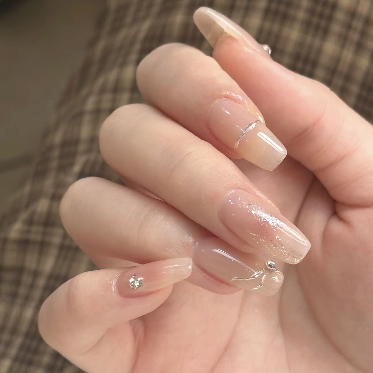 handmade wear nail polish mannose temple manicure simple graceful nude color white ins wind nail patch ice transparent