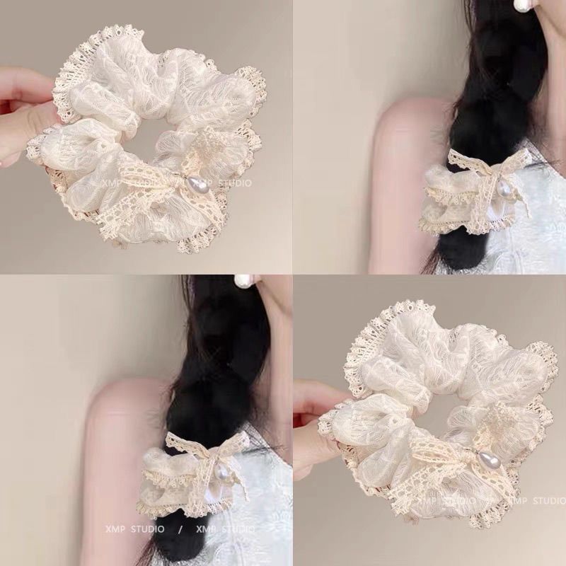 princess diary! french lace headdress flower! bowknot large intestine hair band female 2024 new hair band headdress super