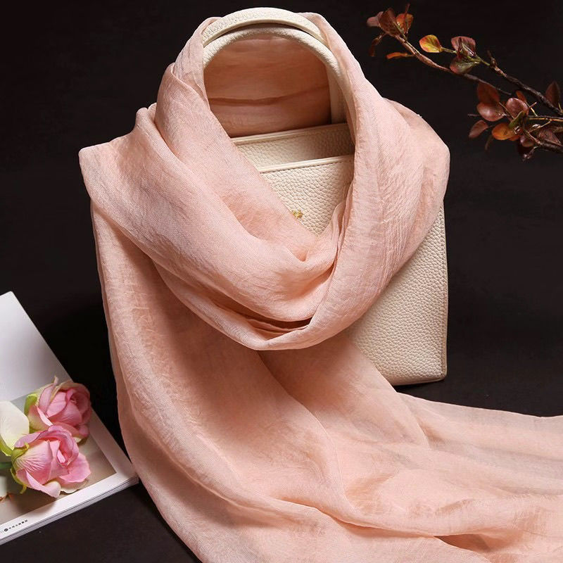 western style silk scarf women‘s silkworm silk scarf purple fashion young mother scarf plain pure high-end solid color