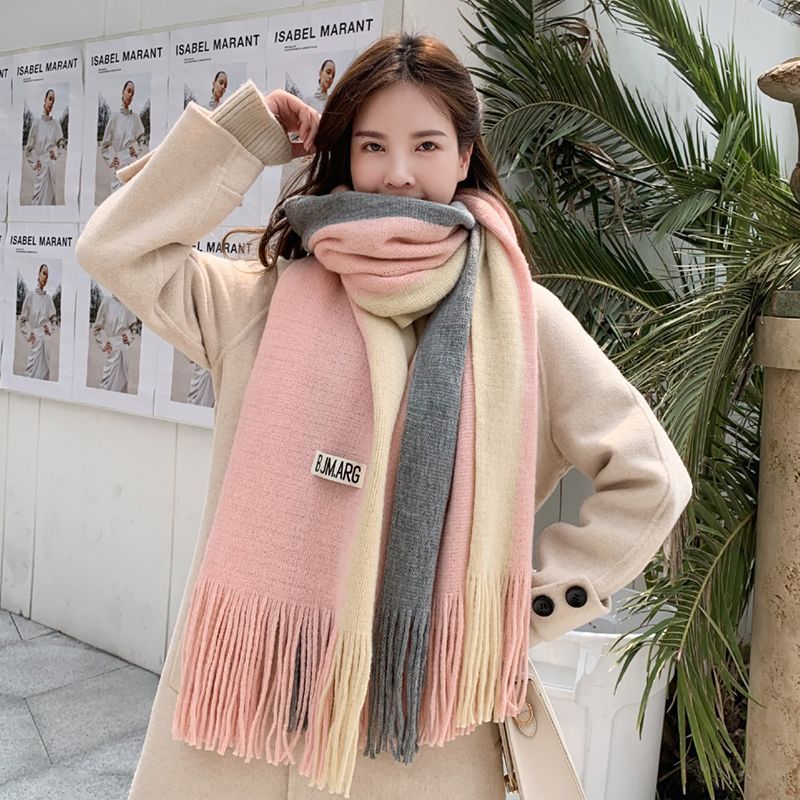 women‘s scarf autumn and winter student korean style internet celebrity all-match scarf men‘s wool winter warm women‘s scarf couple style