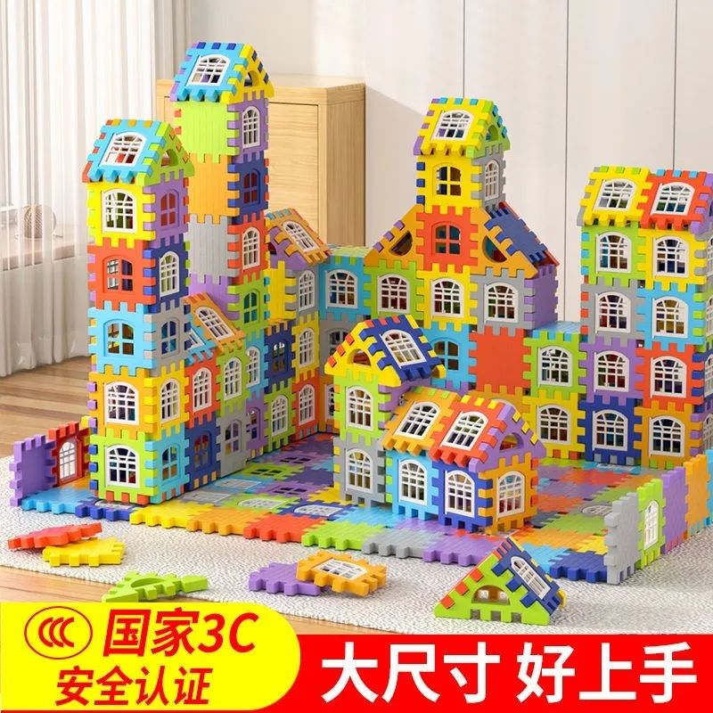 tee-dimensional house building blos assembly toy for children handmade puzzle splicing 3-9 years old py house splicing gift