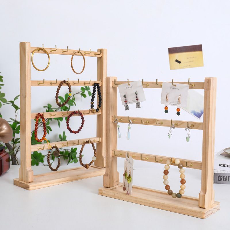 solid wood keychain earrings display stand storage earrings with hook jewelry stud earrings jewelry shelf necklace bracelet props