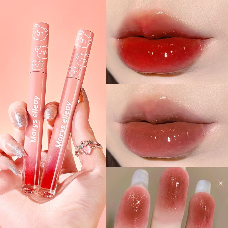 bear lip lacquer mirror water glass lip gloss long lasting and does not fade stick cup student white popular full lips lipstick