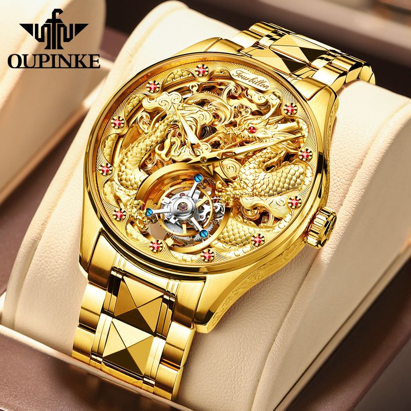 swiss official genuine men‘s watch top ten high-end tourbillon mechanical watch high-end 24k yellow gold famous watch