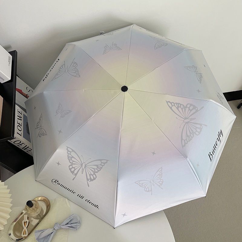 new ins style gradient butterfly folding umbrella sun protection uv protection female rain or shine dual-use umbrella portable sunshade