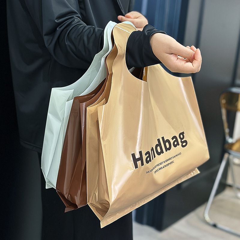 letter plastic bag packaging shopping bag custom large capacity tote simple clothing store environmental protection packing bag wholesale