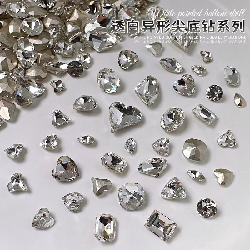 mixed k9 pointed bottom nail beauty nail diamond ornament net ornament rhinestone diamond decorations hot-selling special-shaped flash heart