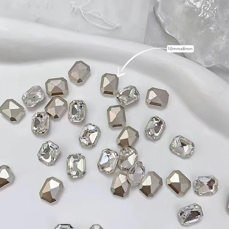 internet celebrity nail beauty rhinestone flash k9 rectangular octagonal rhinestone pointed bottom mixed special-shaped ornament nail hot transparent