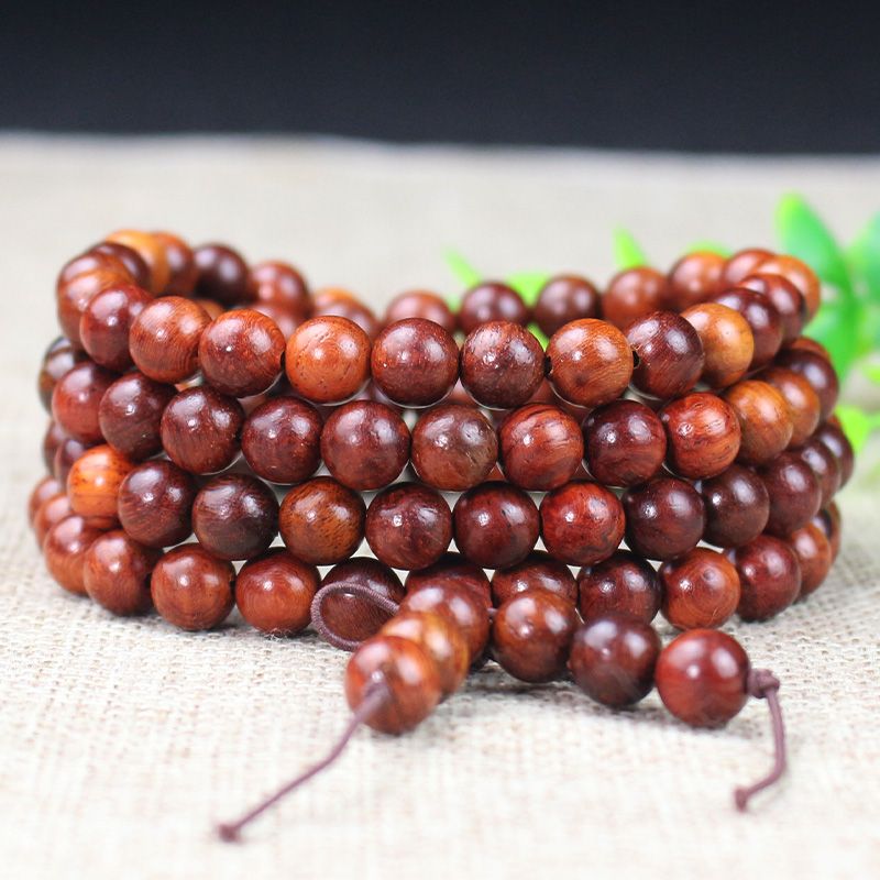 solid wood laos rosewood bracelet 108 beads bracelet rosewood primary color beads 6/8mm men and women wholesale