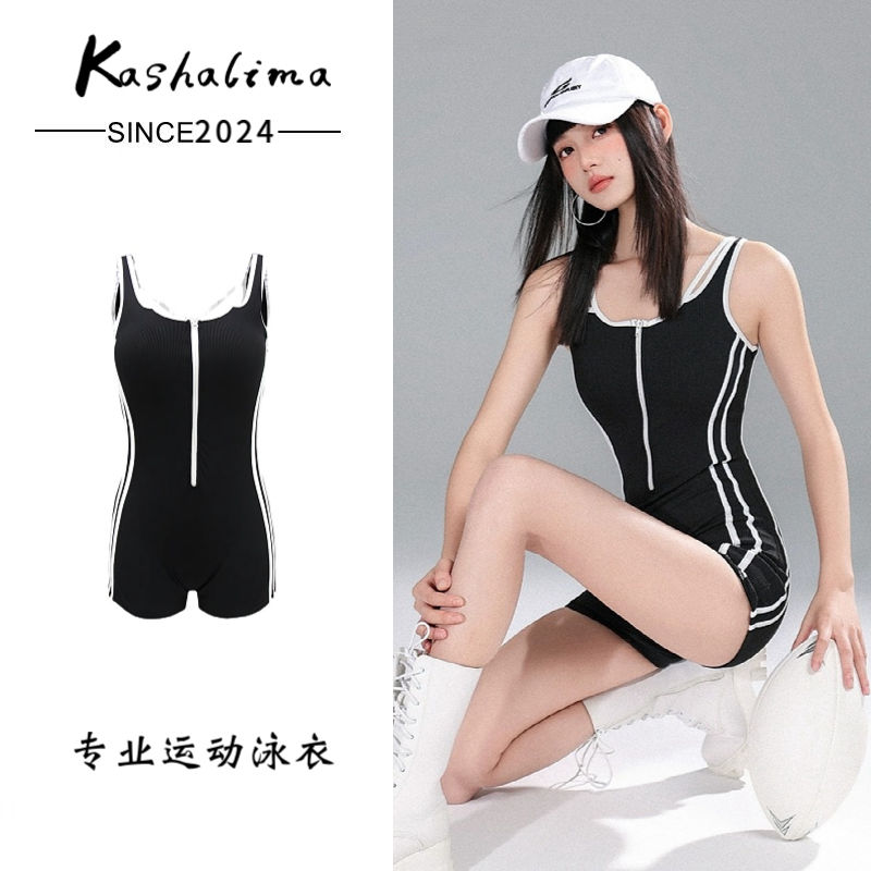 women‘s swimsuit 2024 new one-piece sleeveless conservatively thin swimming pool special boxer girl swimwear high-profile figure