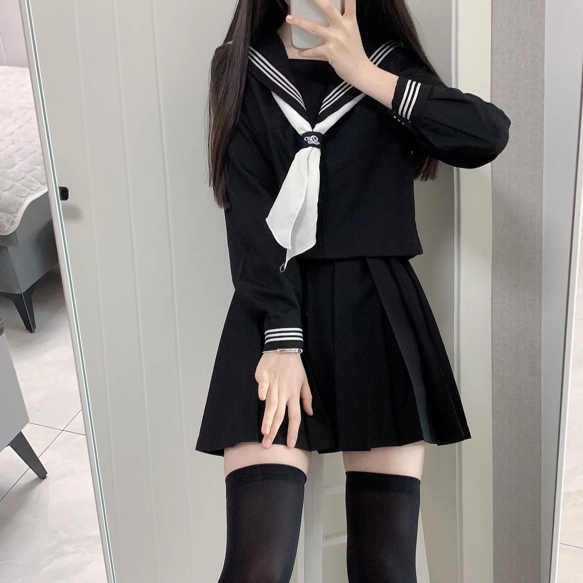 original jk orthodox basic jk uniform skirt set genuine japanese style students courtyard black three books middle sailor suit suit