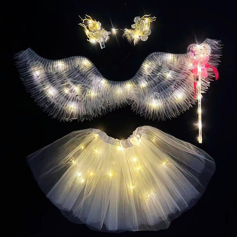 angel glowing wings back decoration fairy princess suit children‘s girl‘s birthday gift toy performance props