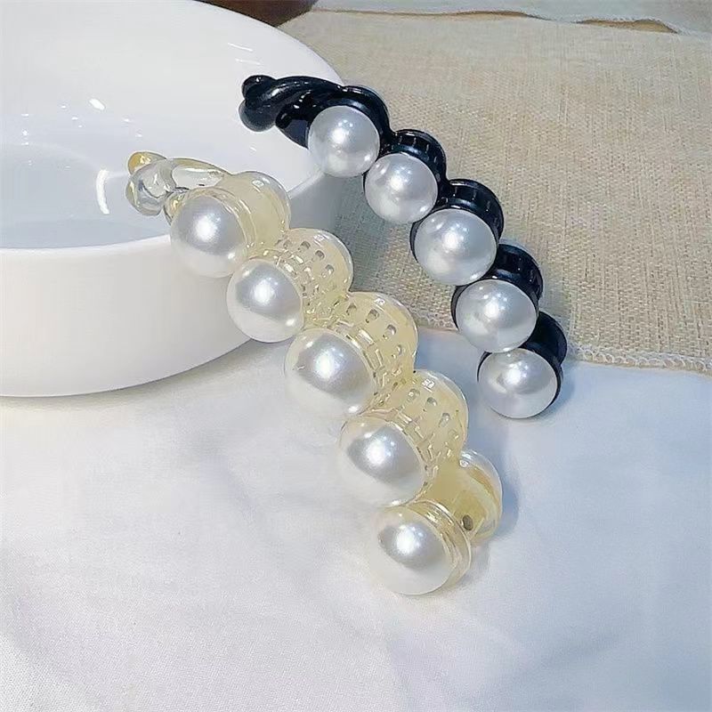 pearl banana clip ponytail clip vertical clip back head hair clip temperament wild hairpin twist clip western style high-profile figure