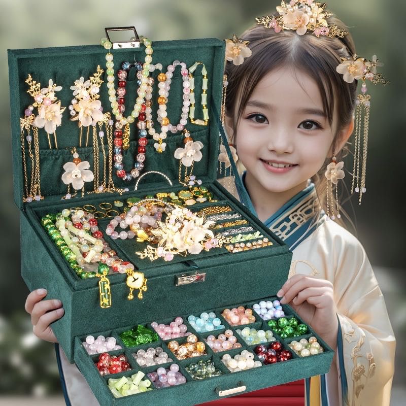 internet celebrity antique retro handicraft diy material jewelry beaded girl‘s birthday gift more than 3 girls gift set