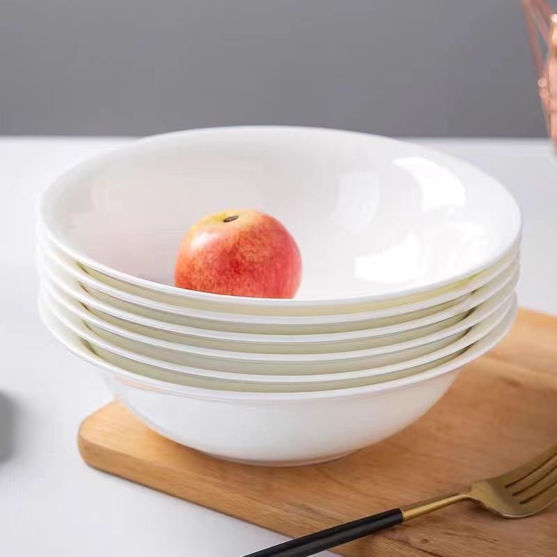 ceramic big bowl pure white color dinner bowl salad bowl household soup bowl noodle bowl vermicelli bowl board noodle bowl commercial use