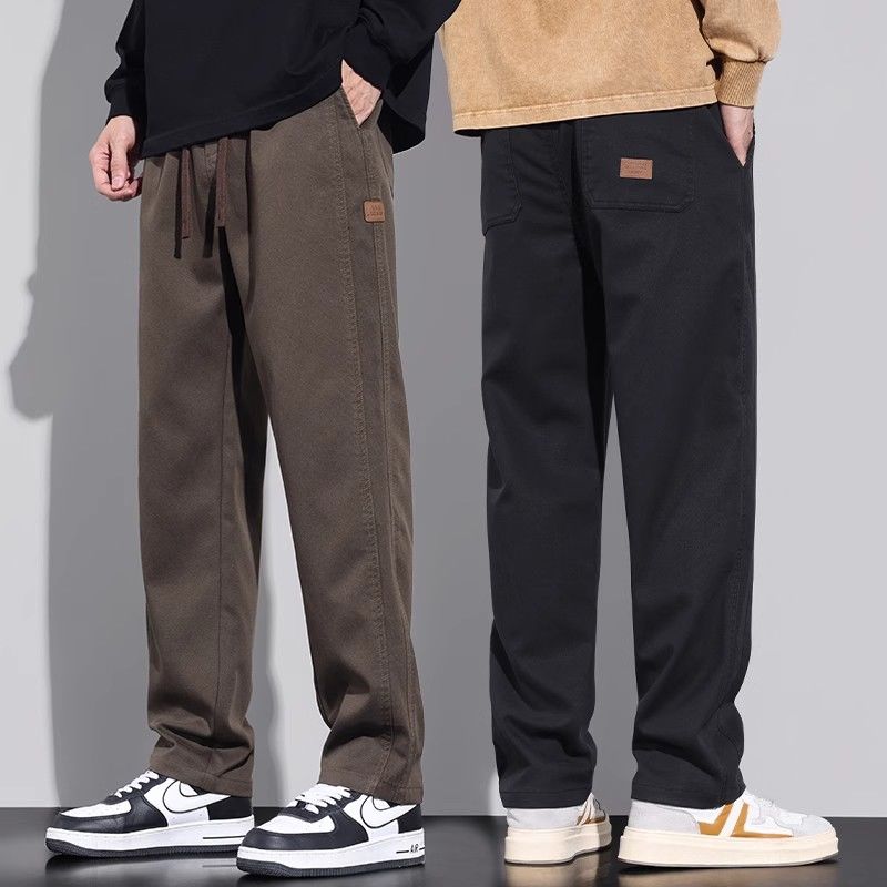 new hong kong style casual pants loose american style cuffless pants fashion brand trend men‘s overalls straight-leg trousers men‘s