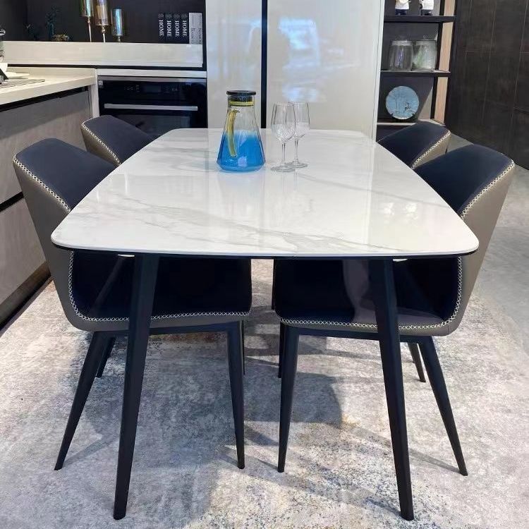 bright light stone plate dining tables and chairs combination small apartment modern simple dining table light luxury nordic style italian imported dining table