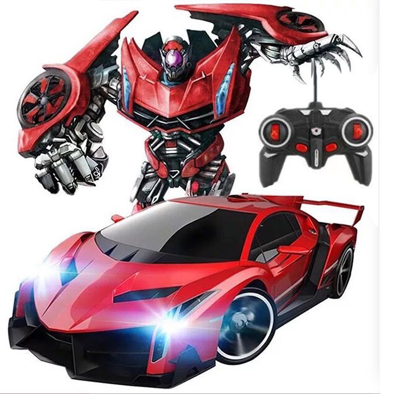 deformation remote control toy car diamond robot one-click deformation police car charging electric children‘s car transformer gift