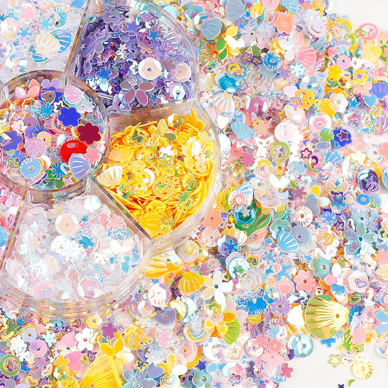 diy golden light colorful sequins special-shaped handmade material glitter crystal glue quicksand filler nail sequins