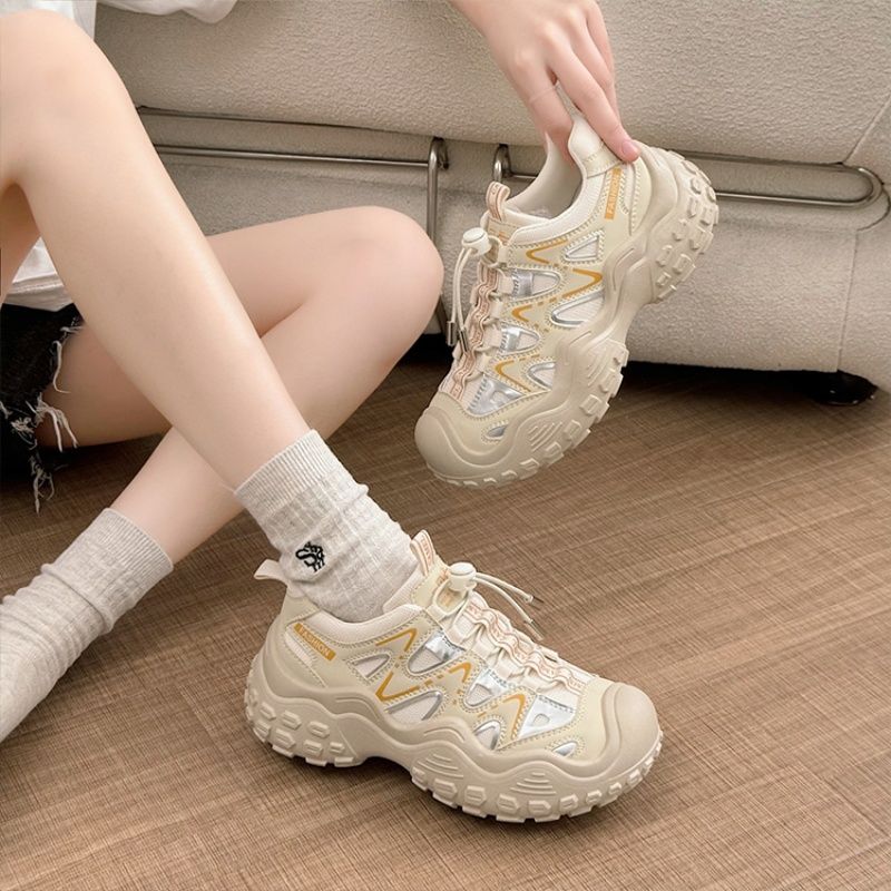 retro round head ugly-cute shoes women‘s summer 2024 new niche popular sports casual daddy shoes outdoor climbing boots