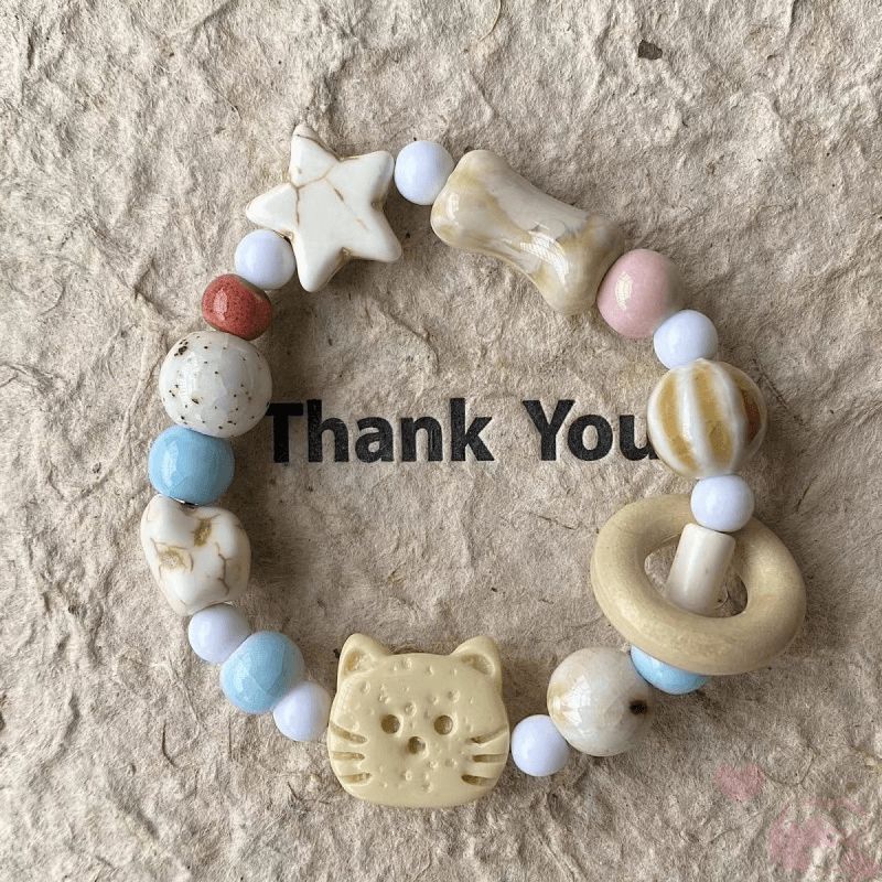 new jingdezhen ceramic bracelet biscuit  bear series niche chinese versatile design student girlfriend gifts