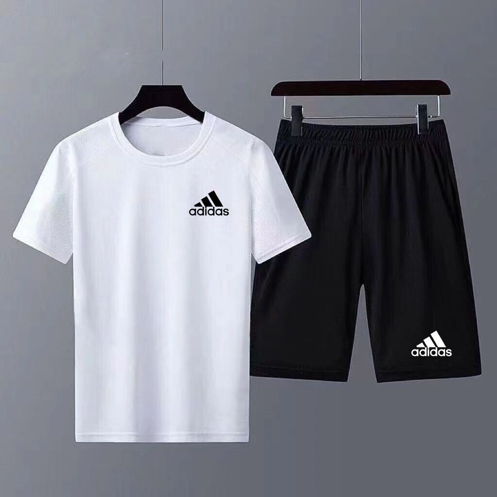 new summer men‘s short sleeve sports set loose casual quick-drying t-shirt running suit shorts two-piece set 1/2 pieces