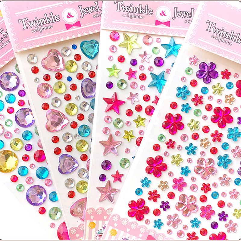 teacher‘s day children‘s gem stickers crystal diamond cartoon girls‘ educational toys princess paste reward stickers