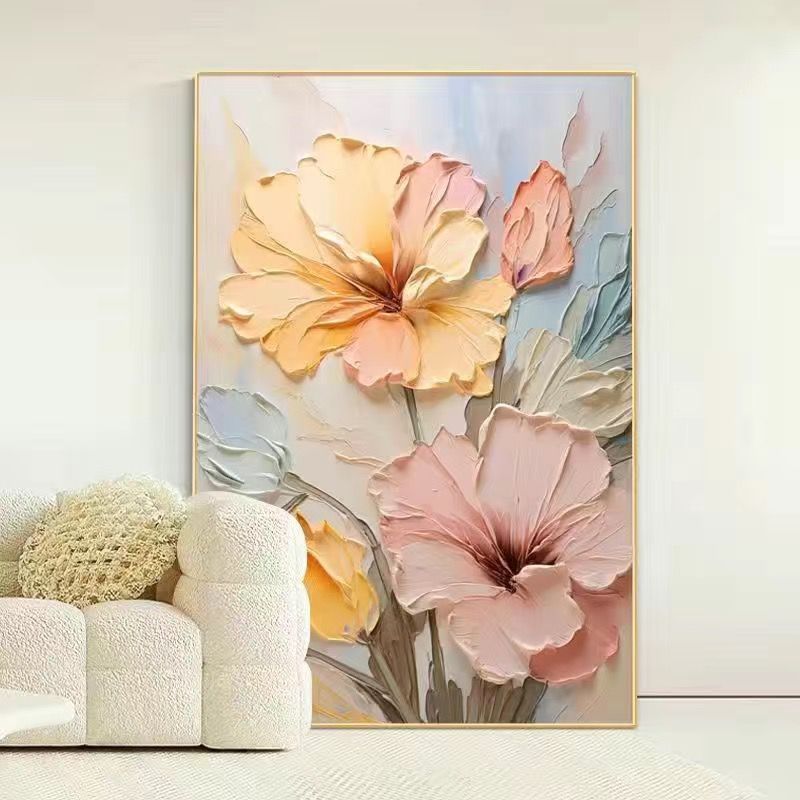 cream flower living room decorative painting advanced mural sofa floor background wall texture hanging painting entrance wall corridor