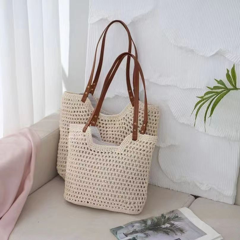 xiaohongshu same style mesh woven bag beach travel on one shoulder large capacity underarm shoulder bag 202 400 ethnic style