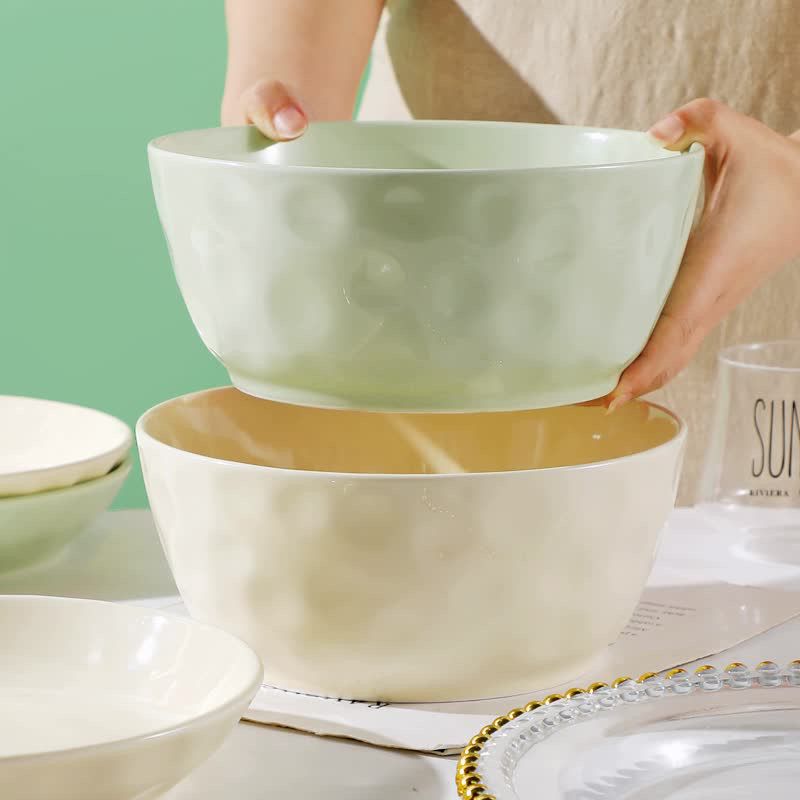 ceramic 2024 new cream underglaze household rice bowl thickened and anti-scald soup bowl tableware plate good-looking