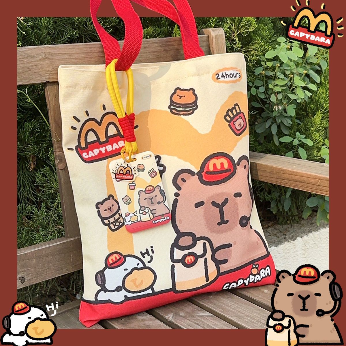 canvas bag handbag capibara open cartoon daily large capacity shoulder bag mcdonald‘s capybara