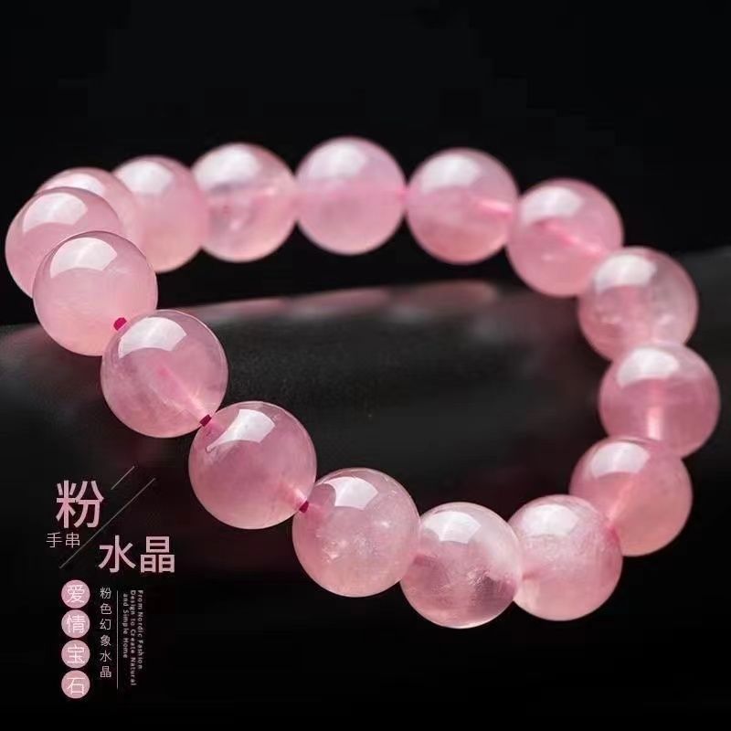 natural pink crystal bracelet hibiscus madagascar bracelet pink single circle crystal jewelry gift