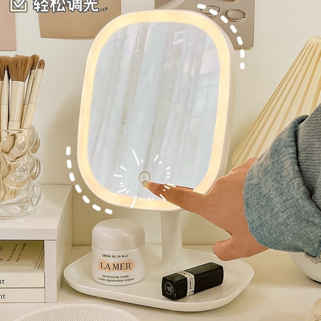 led make-up mirror desktop with light internet celebrity female fill light small mirror ins style dormitory desktop portable small dressing mirror