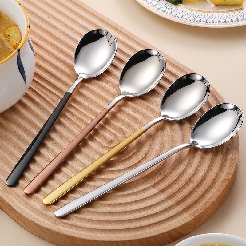 korean style online celebrity stainless steel long handle creative cute spoon soup spoon ins304 thickened household spoon for eating