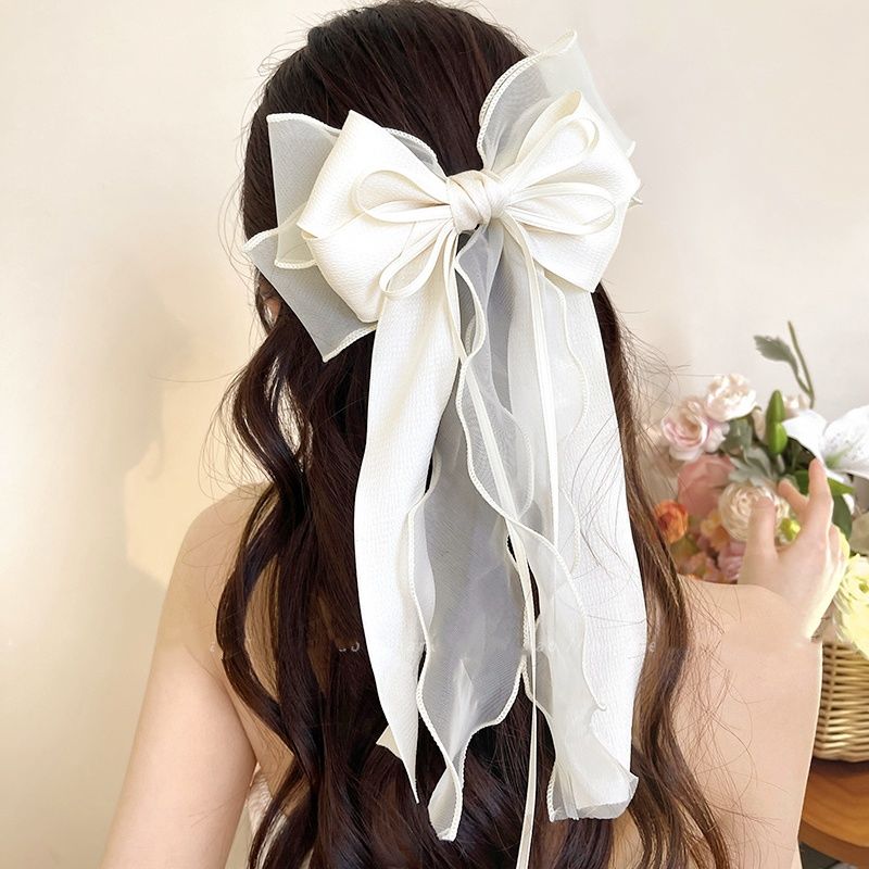 super fairy girl bowknot ribbon hairpin sweet ponytail spring clip fashion good-looking updo hairpin headwear